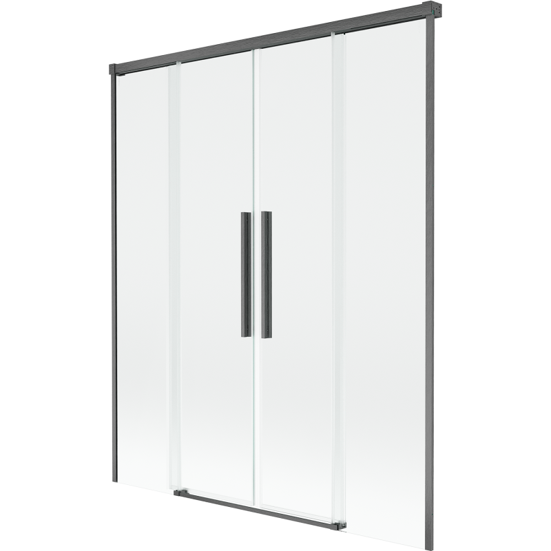 Mexen Rox Duschtrennwand 2-flügelig, verschiebbar, 140 x 150 cm, transparent, gebürstet in Gewehrgrau - 8C9-140-002-66-00
