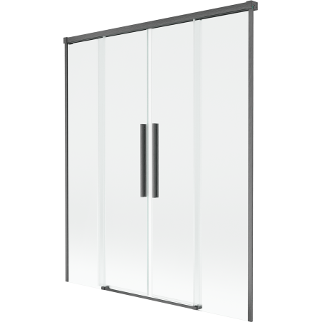 Mexen Rox Duschtrennwand 2-flügelig, verschiebbar, 140 x 150 cm, transparent, gebürstet in Gewehrgrau - 8C9-140-002-66-00