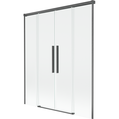 Mexen Rox Badewannenfaltwand 2-flügelig verschiebbar 150 x 150 cm, transparent, gebürstet Gun Gray - 8C9-150-002-66-00