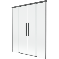 Mexen Rox Duschabtrennung 2-flügelig schiebbar 160 x 150 cm, transparent, gebürstetes Gun Gray - 8C9-160-002-66-00