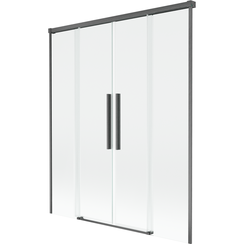 Mexen Rox Duschabtrennung 2-flügelig schiebbar 160 x 150 cm, transparent, gebürstetes Gun Gray - 8C9-160-002-66-00