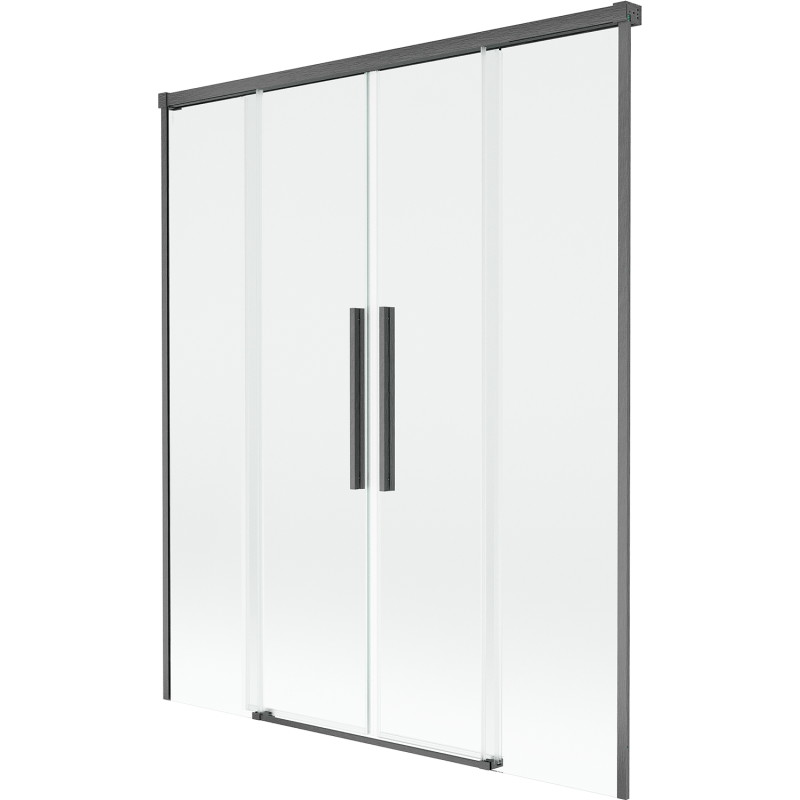 Mexen Rox zweiflügelige, verschiebbare Badewannenabtrennung 160 x 150 cm, transparent, gun gray gebürstet - 8C9-160-002-66-00