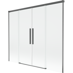 Mexen Rox Duschwand 2-flügelig verschiebbar 170 x 150 cm, transparent, gebürstetes Gun Gray - 8C9-170-002-66-00