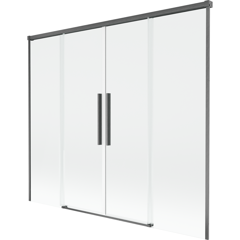 Mexen Rox Duschwand 2-flügelig verschiebbar 170 x 150 cm, transparent, gebürstetes Gun Gray - 8C9-170-002-66-00