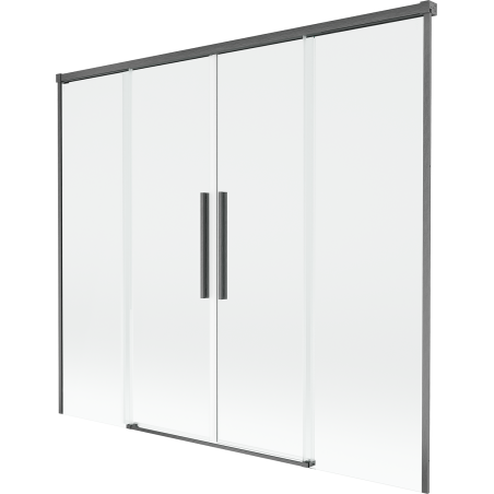 Mexen Rox zweiflügeliger Badewannenaufsatz, verschiebbar, 170 x 150 cm, transparent, gebürstetes Gun Gray - 8C9-170-002-66-00