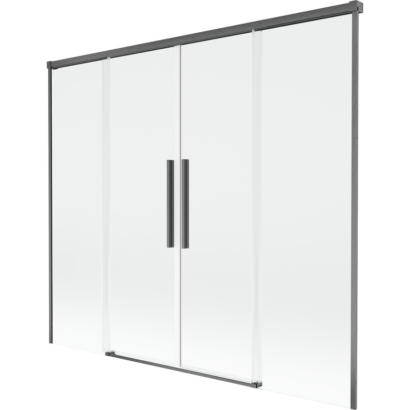 Mexen Rox zweiflügelige Duschwand 180 x 150 cm, transparent, gebürstetes Gewehrgrau - 8C9-180-002-66-00
