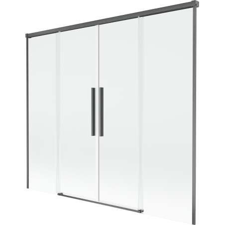 Mexen Rox zweiflügelige Duschwand 180 x 150 cm, transparent, gebürstetes Gewehrgrau - 8C9-180-002-66-00