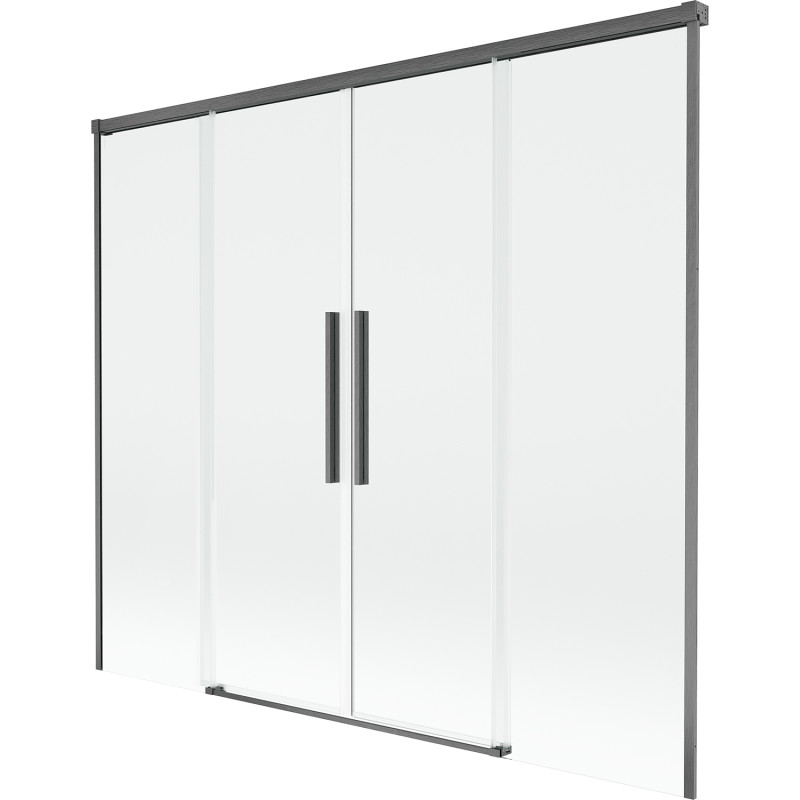 Mexen Rox 2-flügelige Badewannenfaltwand, 190 x 150 cm, transparent, gebürstetes Gun Gray - 8C9-190-002-66-00