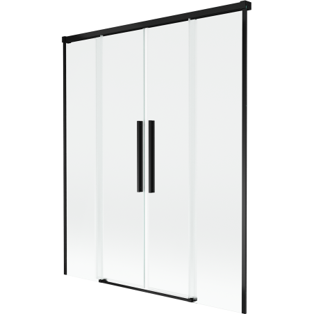 Mexen Rox zweiflügelige Badewannenfaltwand, verschiebbar, 140 x 150 cm, transparent, schwarz - 8C9-140-002-70-00