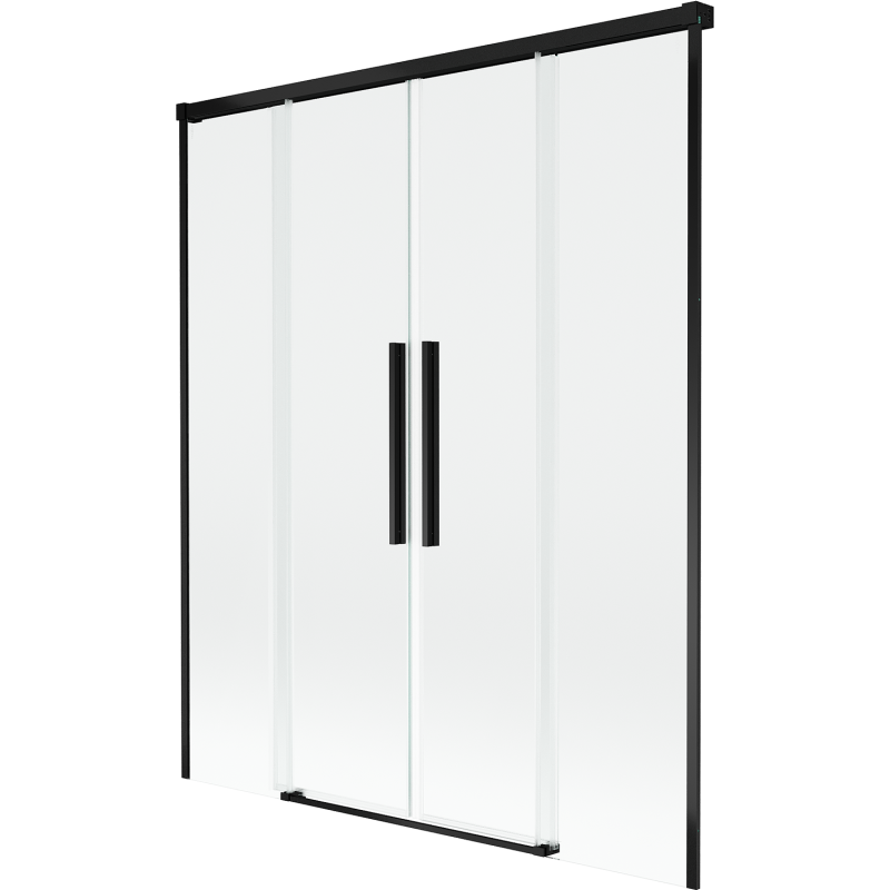 Mexen Rox zweiteilige Badezimmerschirmwand zum Ausziehen 160 x 150 cm, transparent, schwarz - 8C9-160-002-70-00