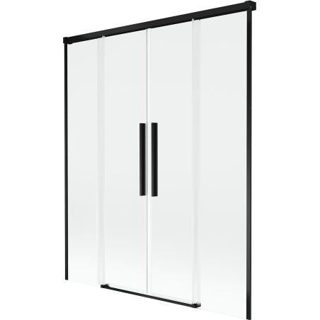Mexen Rox zweiteilige Badezimmerschirmwand zum Ausziehen 160 x 150 cm, transparent, schwarz - 8C9-160-002-70-00