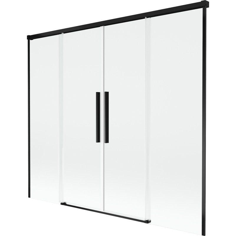 Mexen Rox 2-flügelige verschiebbare Badewannenfaltwand 170 x 150 cm, transparent, schwarz - 8C9-170-002-70-00