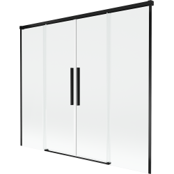 Mexen Rox Duschabtrennung 2-flügelig zum Schieben 180 x 150 cm, transparent, schwarz - 8C9-180-002-70-00
