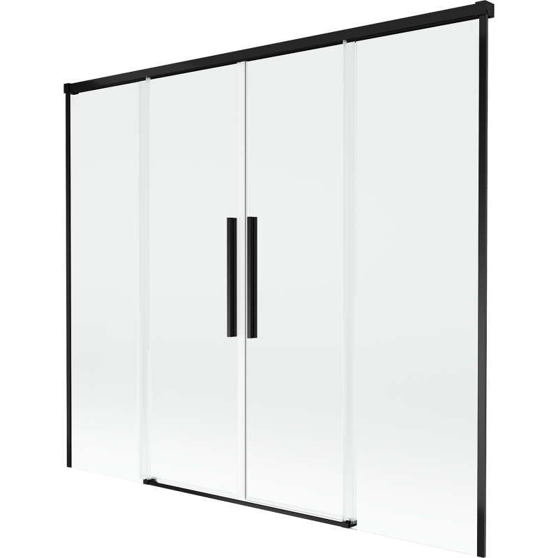 Mexen Rox Duschabtrennung 2-flügelig zum Schieben 180 x 150 cm, transparent, schwarz - 8C9-180-002-70-00