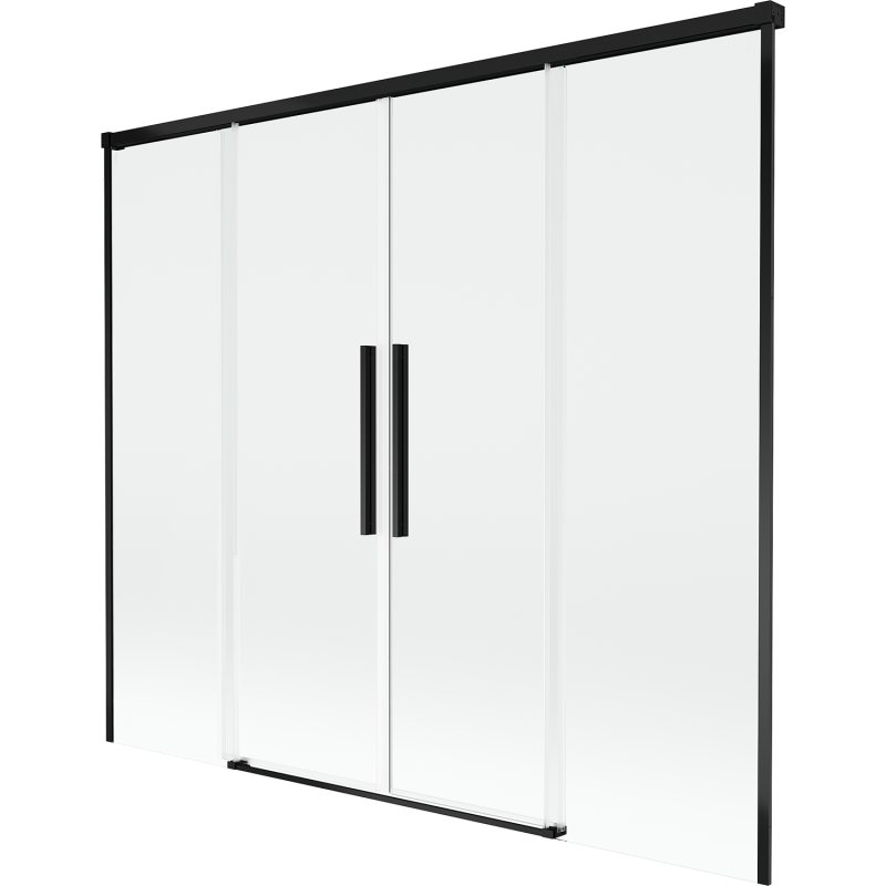 Mexen Rox Duschabtrennung, 2-flügelig verschiebbar, 190 x 150 cm, transparent, schwarz - 8C9-190-002-70-00