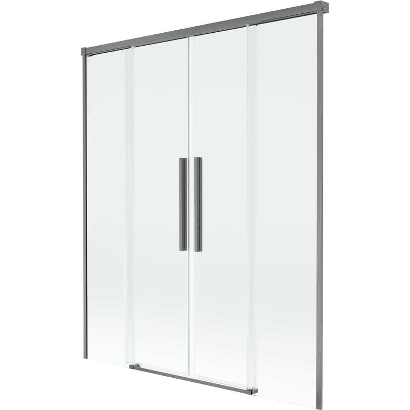 Mexen Rox Duschtrennwand 2-flügelig, 140 x 150 cm, transparent, Gun Metal - 8C9-140-002-95-00