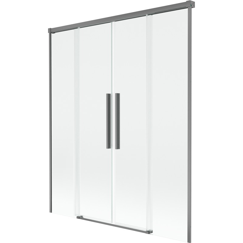 Mexen Rox zweiflügelige, verschiebbare Badewannenabtrennung 160 x 150 cm, transparent, Gun Metal - 8C9-160-002-95-00