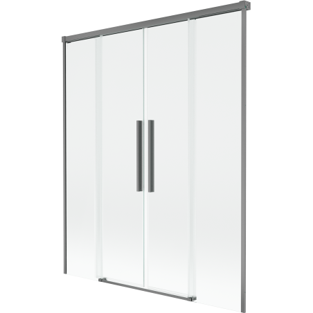 Mexen Rox Duschwand für Badewanne, 2-flügelig, verschiebbar, 160 x 150 cm, transparent, gun metal - 8C9-160-002-95-00