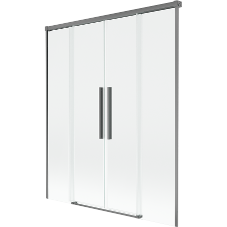 Mexen Rox zweiflügelige, verschiebbare Badewannenabtrennung 160 x 150 cm, transparent, Gun Metal - 8C9-160-002-95-00
