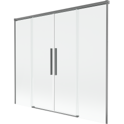 Mexen Rox Duschabtrennung 2-flügelig verschiebbar 180 x 150 cm, transparent, Gun Metal - 8C9-180-002-95-00