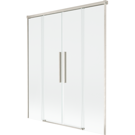 Mexen Rox Badewannenabtrennung 2-flügelig verschiebbar 150 x 150 cm, transparent, gebürsteter Nickel - 8C9-150-002-97-00