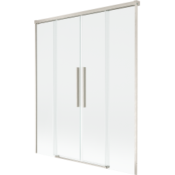 Mexen Rox Badewannenaufsatz 2-flügelig zum Schieben 160 x 150 cm, transparent, gebürstetes Nickel - 8C9-160-002-97-00