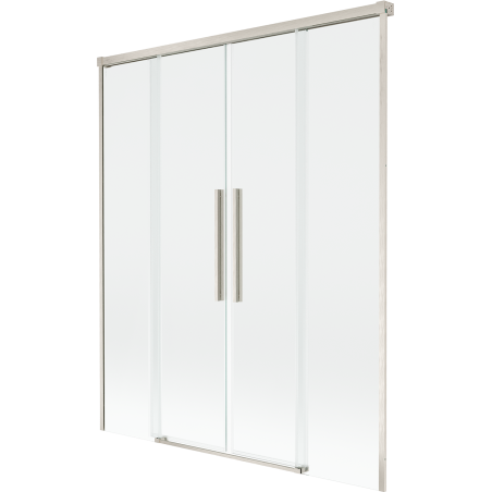 Mexen Rox Badewannenaufsatz 2-flügelig zum Schieben 160 x 150 cm, transparent, gebürstetes Nickel - 8C9-160-002-97-00