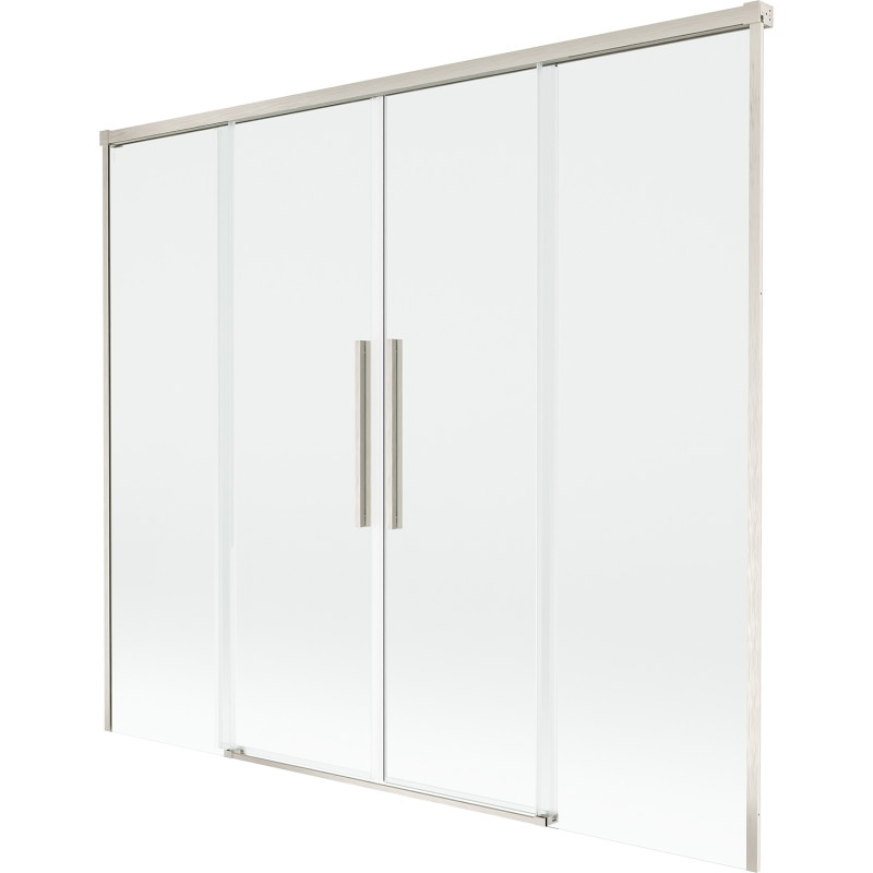 Mexen Rox zweiflügelige Badewannenfaltwand 170 x 150 cm, transparent, gebürstetes Nickel - 8C9-170-002-97-00