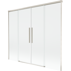 Mexen Rox Duschwand für Badewanne, 2-flügelig, verschiebbar 180 x 150 cm, transparent, gebürsteter Nickel - 8C9-180-002-97-00