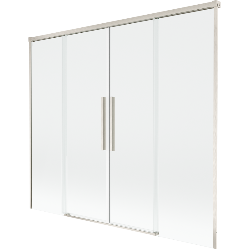 Mexen Rox Duschwand für Badewanne, 2-flügelig, verschiebbar 180 x 150 cm, transparent, gebürsteter Nickel - 8C9-180-002-97-00