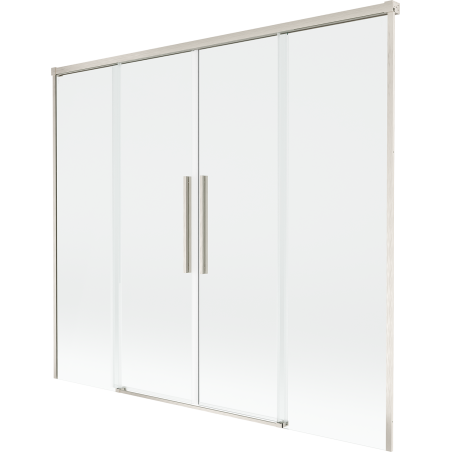 Mexen Rox Duschwand für Badewanne, 2-flügelig, verschiebbar 180 x 150 cm, transparent, gebürsteter Nickel - 8C9-180-002-97-00