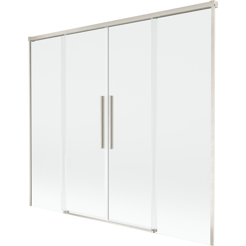 Mexen Rox Duschabtrennung Badewanne, 2-flügelig, verschiebbar 190 x 150 cm, transparent, gebürsteter Nickel - 8C9-190-002-97-00