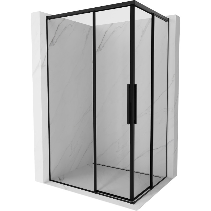 Mexen Rox Duo Duschkabine schiebbar 110 x 75 cm, schwarzer Rahmen, schwarz - 8C2D-110-075-70-70