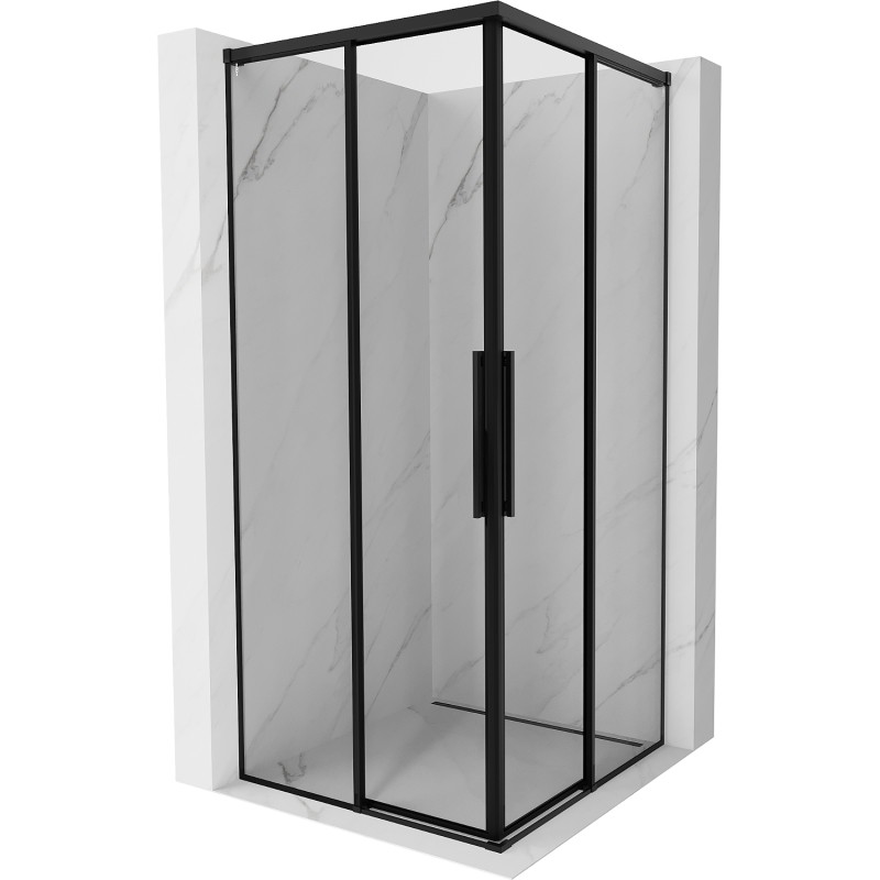 Mexen Rox Duo verschiebbare Duschkabine 90 x 90 cm, schwarzer Rahmen, schwarz - 8C2D-090-090-70-70