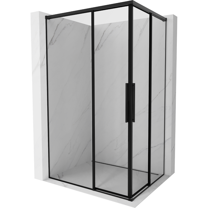 Mexen Rox Duo Duschkabine, verschiebbar, 120 x 100 cm, schwarzer Rahmen, schwarz - 8C2D-120-100-70-70