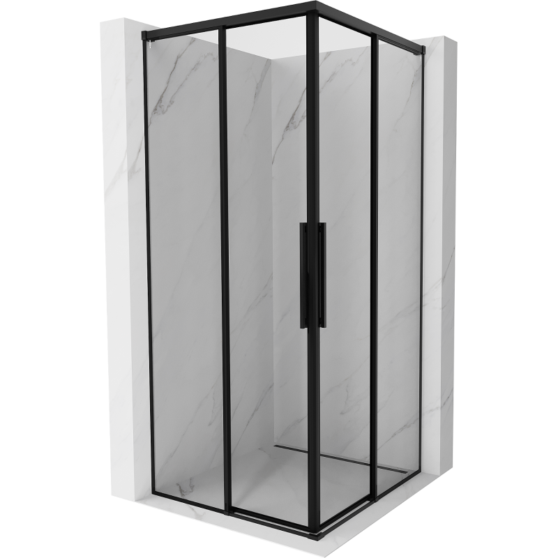 Mexen Rox Duo Schiebeduschkabine 110 x 110 cm, schwarzer Rahmen, schwarz - 8C2D-110-110-70-70