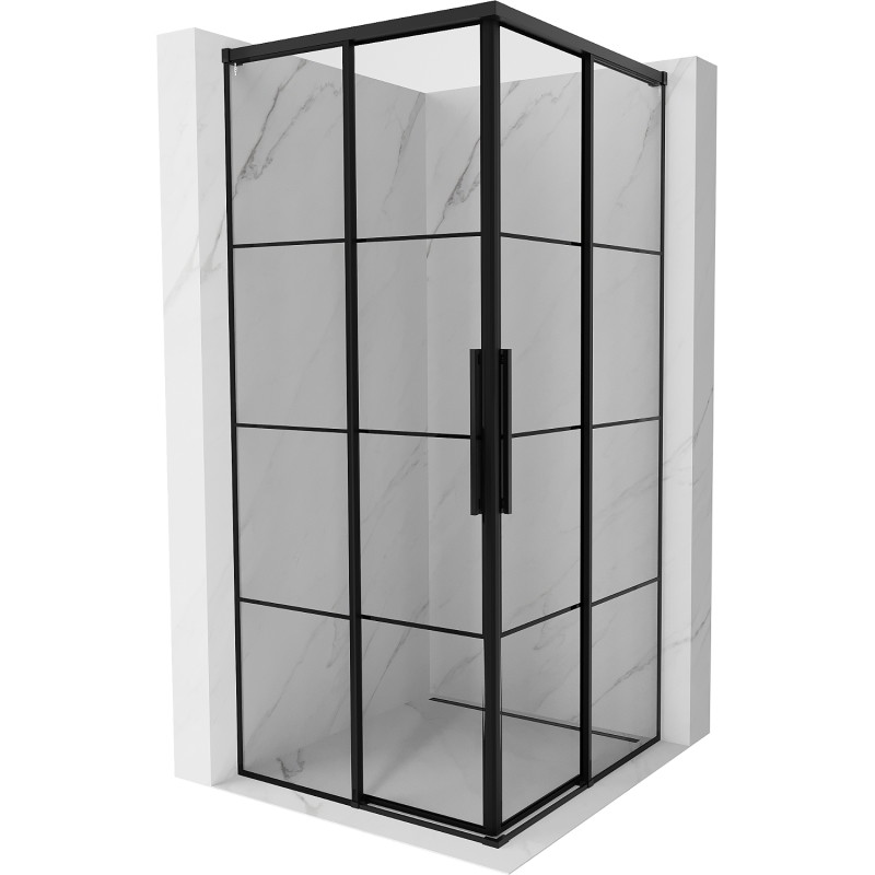 Mexen Rox Duo Schiebeduschkabine 75 x 75 cm, schwarzes Gitter, schwarz - 8C2D-075-075-70-77