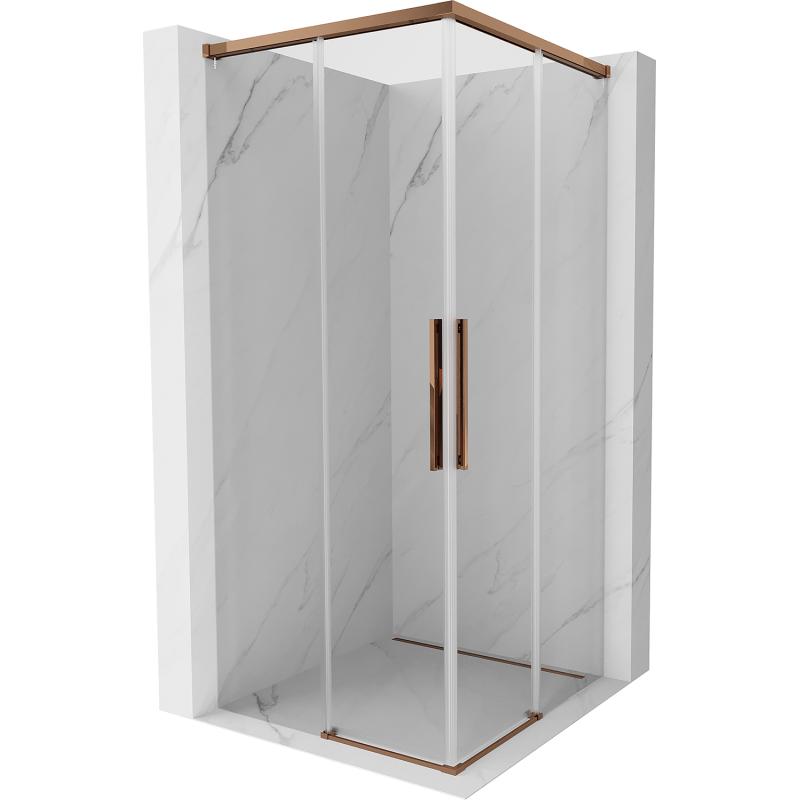 Mexen Rox Duo Duschkabine Schiebetür 100 x 100 cm, transparent, Roségold - 8C2D-100-100-60-00