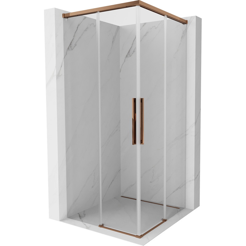 Mexen Rox Duo Duschkabine Schiebetür 110 x 110 cm, transparent, Roségold - 8C2D-110-110-60-00