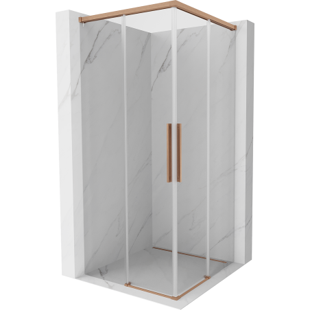 Mexen Rox Duo Duschkabine verschiebbar 75 x 75 cm, transparent, gebürstetes Kupfer - 8C2D-075-075-65-00