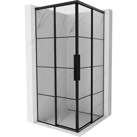Mexen Rox Duo Schiebeduschkabine 80 x 80 cm, schwarzes Gitter, schwarz - 8C2D-080-080-70-77