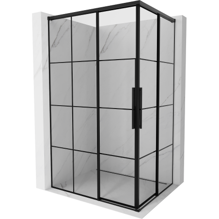 Mexen Rox Duo Duschkabine Schiebetür 95 x 80 cm, schwarzes Gitter, schwarz - 8C2D-095-080-70-77