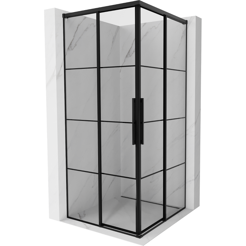 Mexen Rox Duo Duschkabine zum Schieben 85 x 85 cm, schwarzes Gitter, schwarz - 8C2D-085-085-70-77