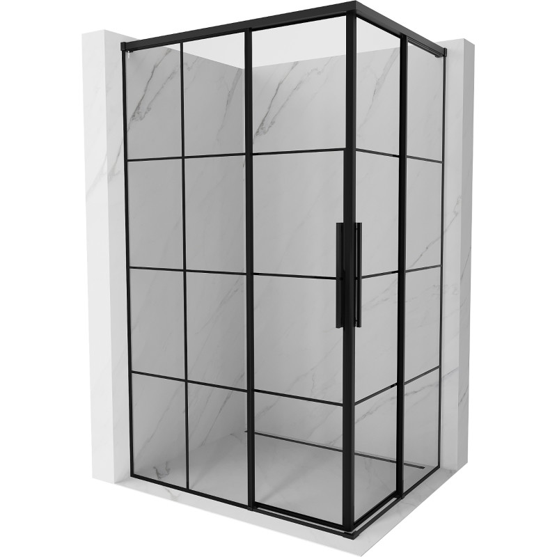 Mexen Rox Duo Duschkabine mit Schiebetür 95 x 85 cm, schwarzes Karomuster, schwarz - 8C2D-095-085-70-77