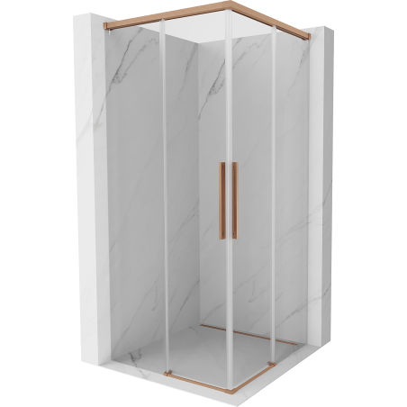 Mexen Rox Duo Duschkabine Schiebetür 85 x 85 cm, transparent, gebürstetes Kupfer - 8C2D-085-085-65-00