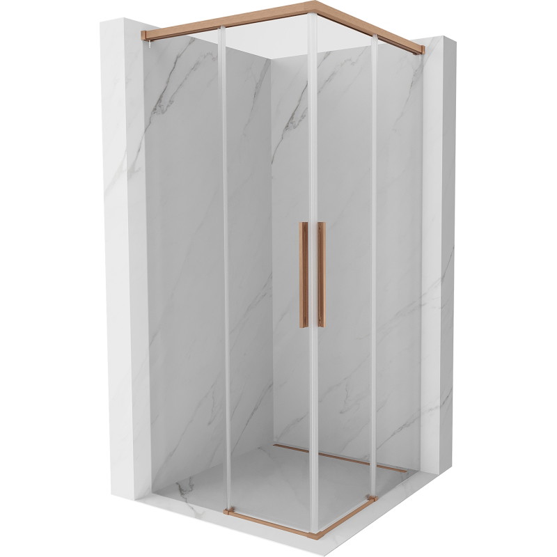 Mexen Rox Duo Duschkabine Schiebetür 90 x 90 cm, transparent, gebürstetes Kupfer - 8C2D-090-090-65-00