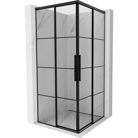 Mexen Rox Duo Duschkabine zum Schieben 90 x 90 cm, schwarzes Gitter, schwarz - 8C2D-090-090-70-77