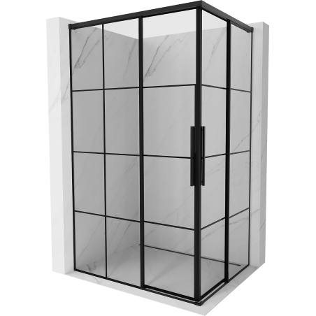 Mexen Rox Duo Schiebeduschkabine 120 x 90 cm, schwarzes Gitter, schwarz - 8C2D-120-090-70-77