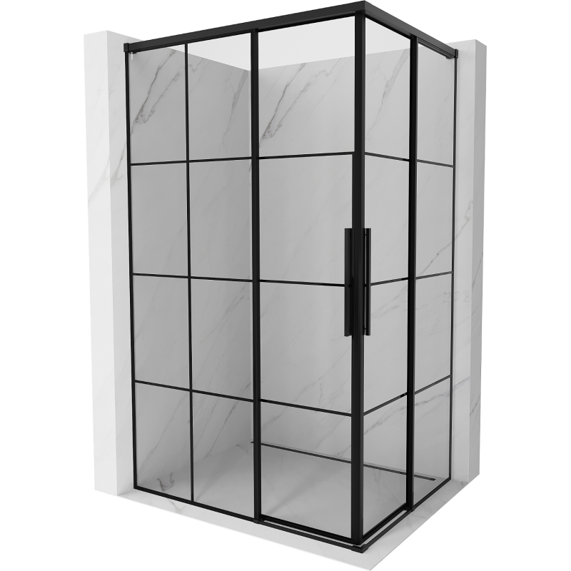 Mexen Rox Duo Duschkabine verschiebbar 100 x 95 cm, schwarzes Gitter, schwarz - 8C2D-100-095-70-77