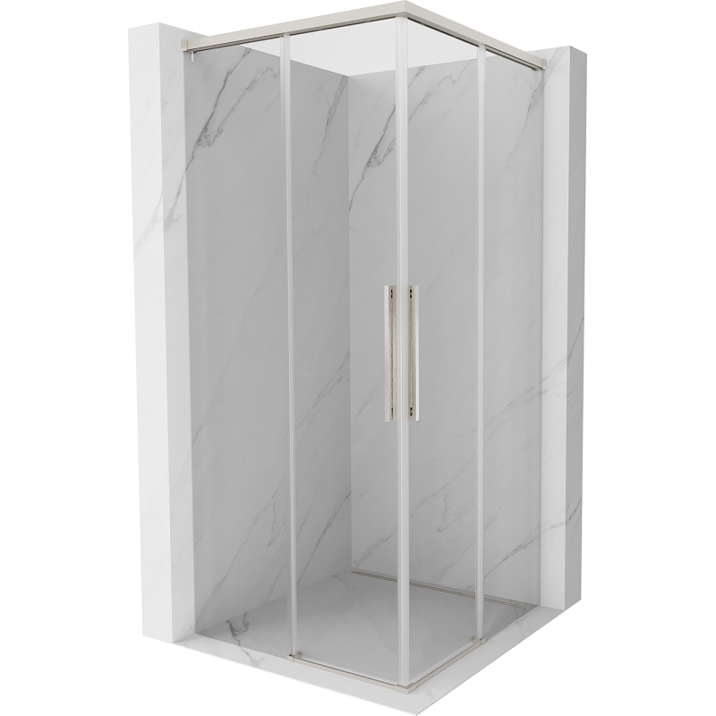 Mexen Rox Duo Duschkabine, schiebbar 75 x 75 cm, transparent, gebürsteter Nickel - 8C2D-075-075-97-00